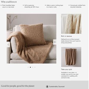 West Elm Cozy Faux Shearling Throw in Sable: 47”x60”